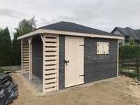 domek drewniany domek z drewutnią domek na narzędzia drewutnia 3,5x4