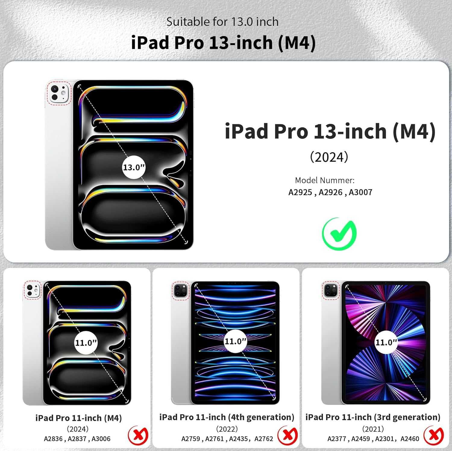 EasyAcc Etui do iPada Pro 13 M4 (2024), ultra cienkie półprzezroczyste