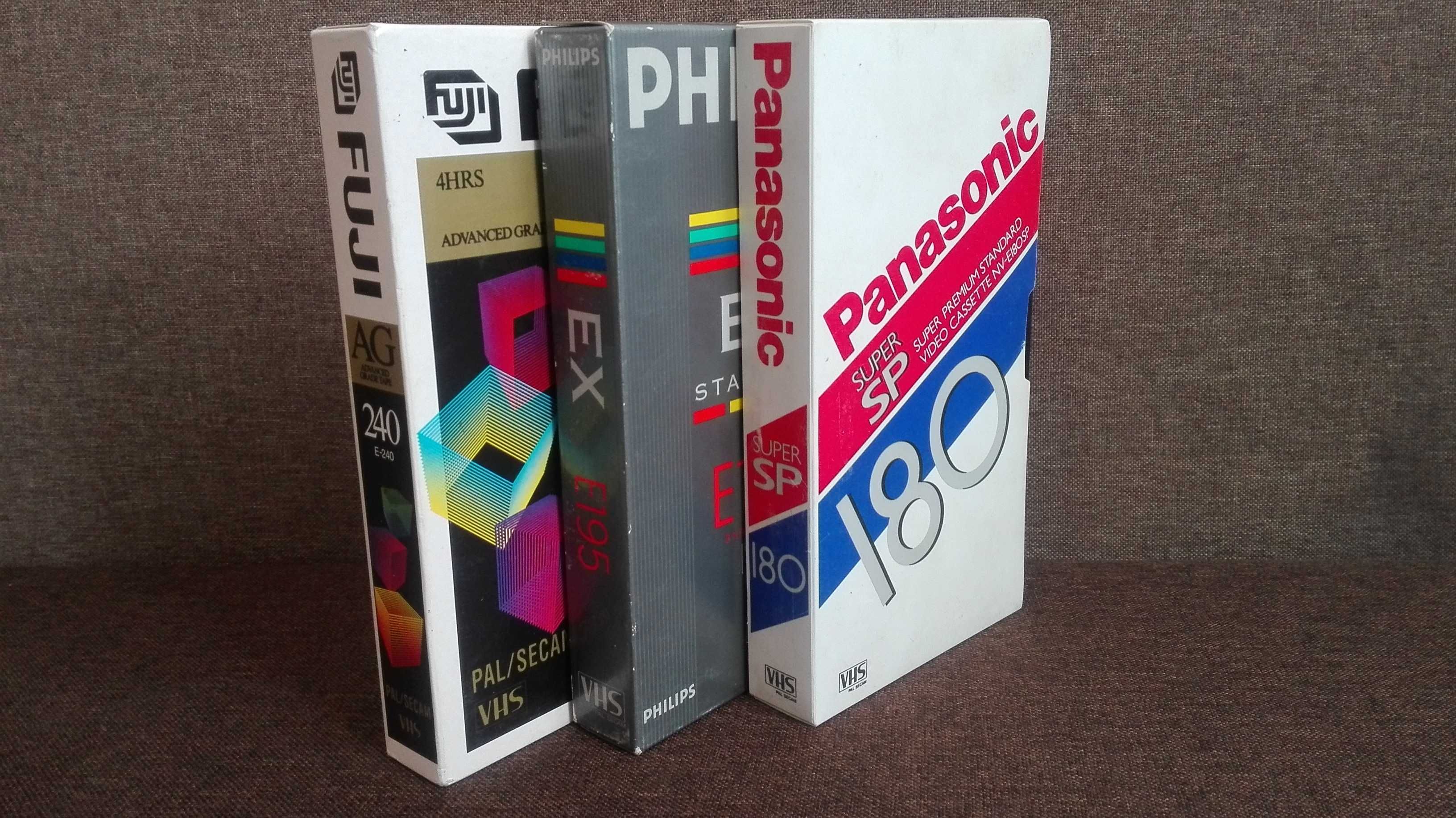 Kasety VHS 3 szt. Fuji Philips Panasonic 100% ok