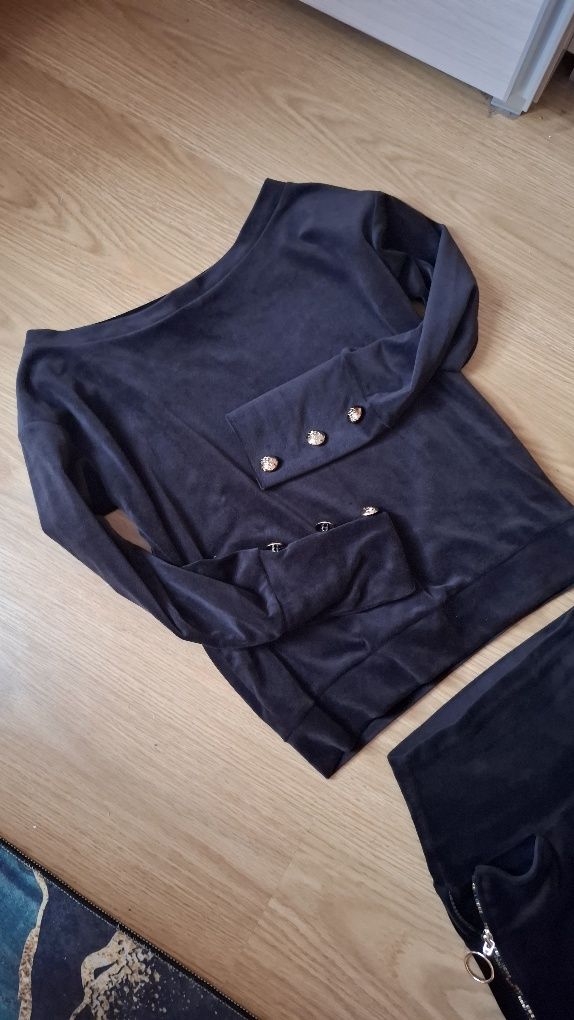 welurowy dres komplet dresowy damski s. moriss rozmiar 36