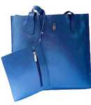 Duża skórzana torebka Wojewodzic shopper granatowa a4 laptop