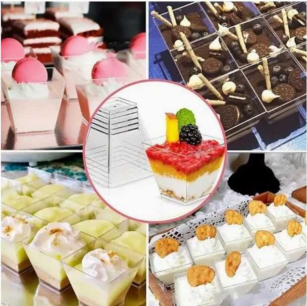 Pucharki pojemniki na deser jednorazowe mini kubeczki plastikowe 25szt