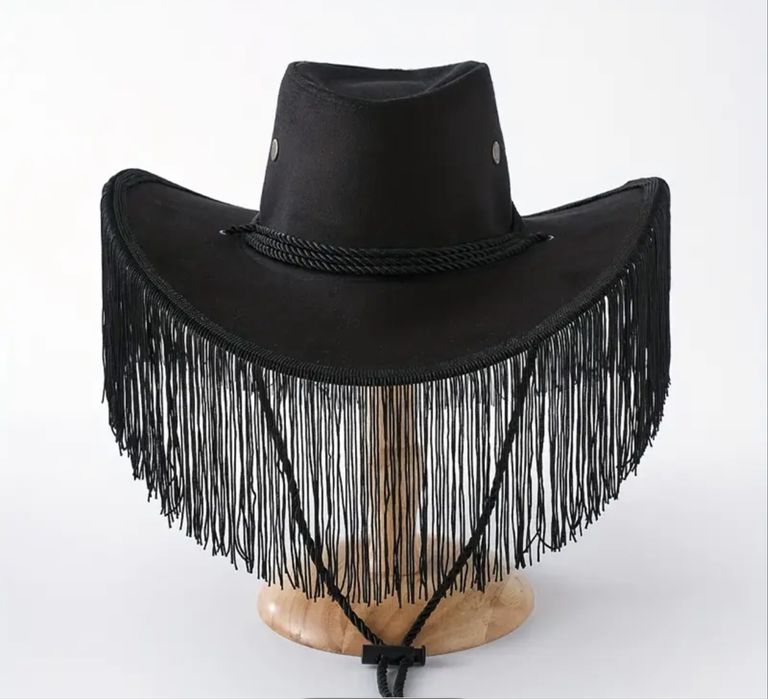Капелюх шляпа чорна з бахрамою ковбойська