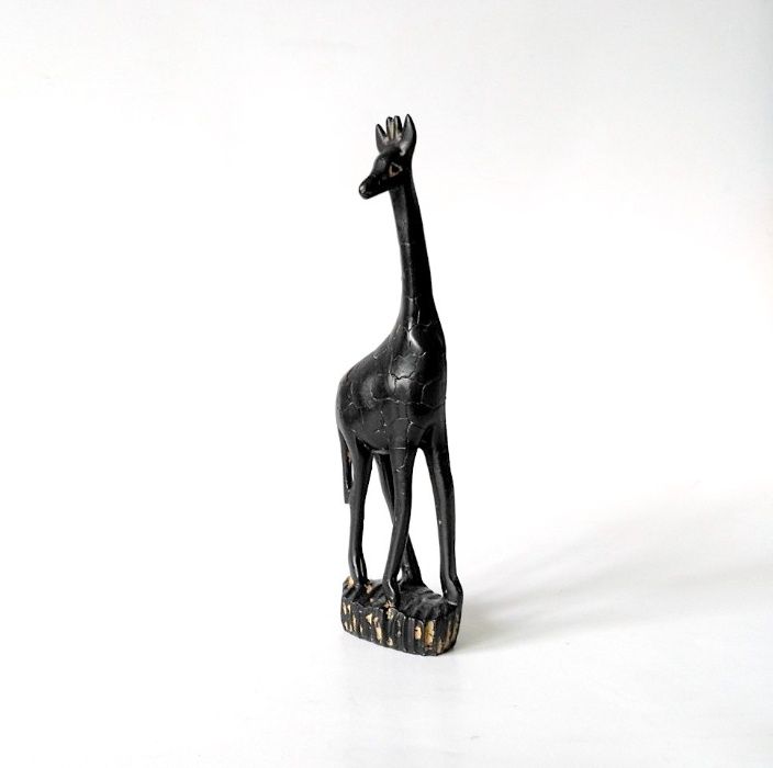 Figurka dekoracja Żyrafa drewniana drewno czarna