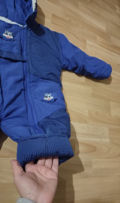 Теплый зимний комбинезон на меху  для мальчика р 9-12 мес
