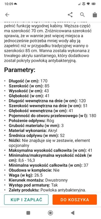Wanna asymetryczna+szklany panel