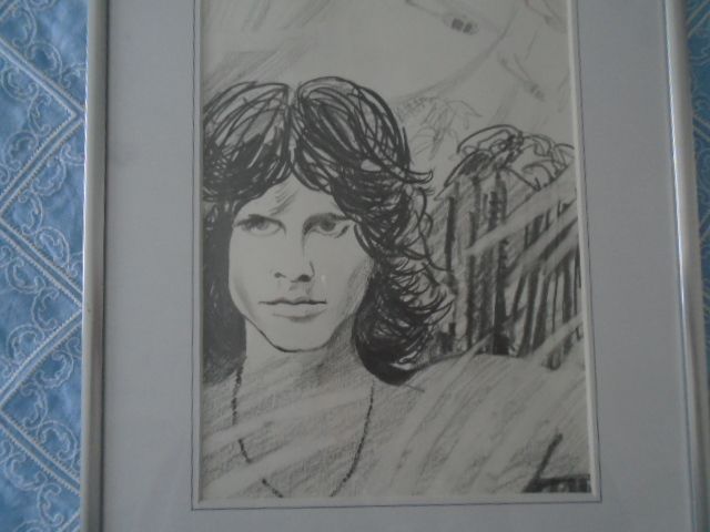 obraz portret Jim Morrison- The Doors z monogramem prezent