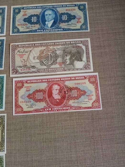 BRASIL 9 Notas NÃO Circuladas da REP Est UNIDOS 2 c/ RECARGA ver fotos