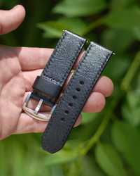 Ремінець чорний 24 мм браслет Кожаный ремешок для часов Ручная работа