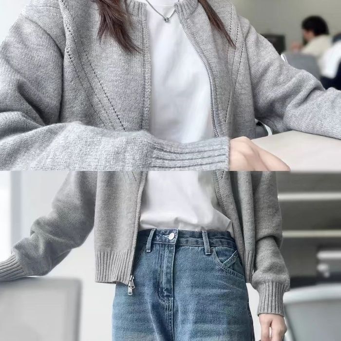 Сірий кардиган на замку