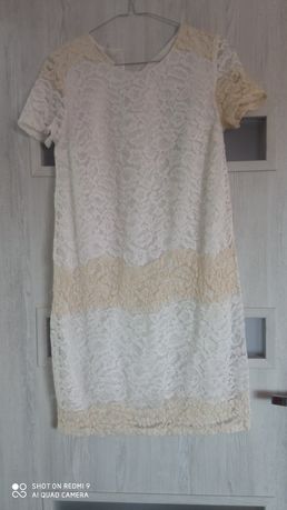 Sukienka bialo-kremowa M