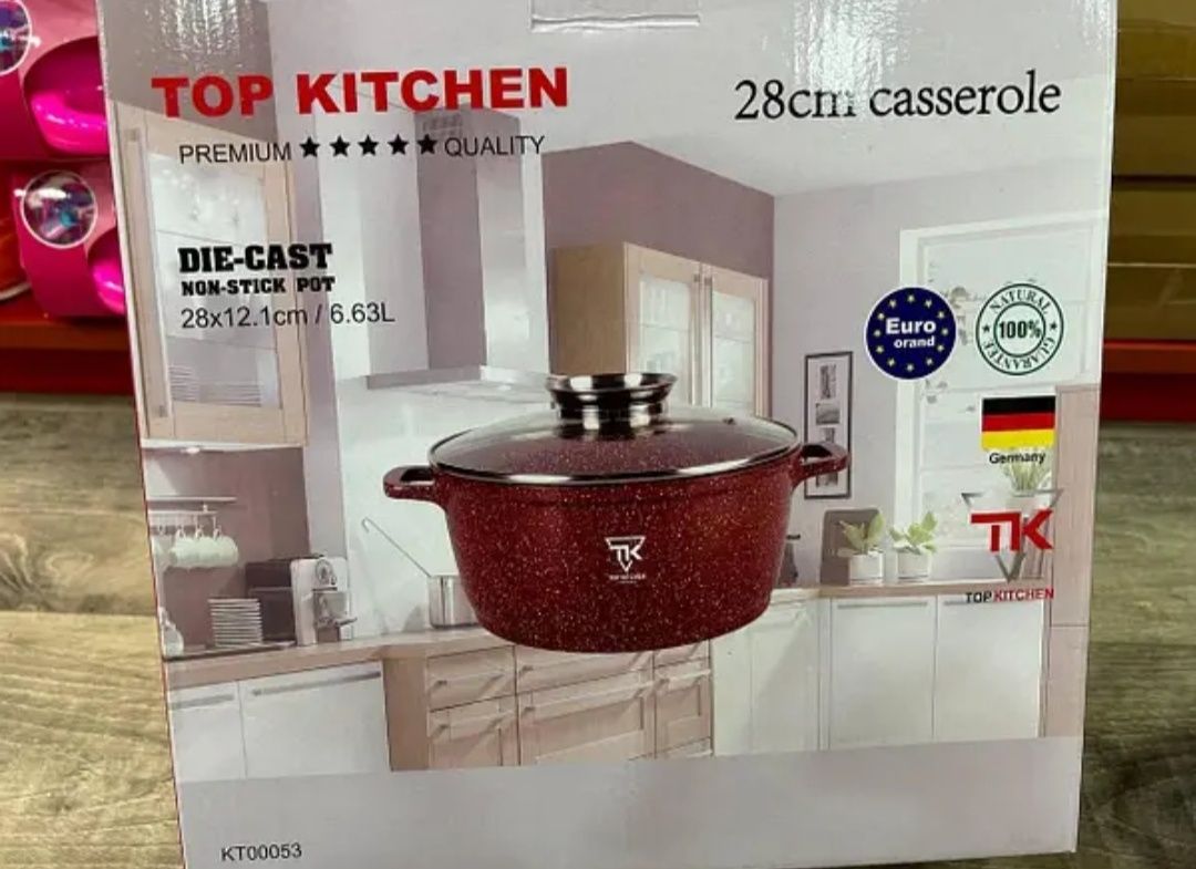 Кастрюля Top Kitchen (красный, черный 28 см) Германия.