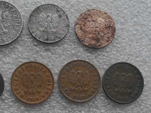 Zestaw monet Prl 1949 rok miedzionikiel, brąz  9 sztuk