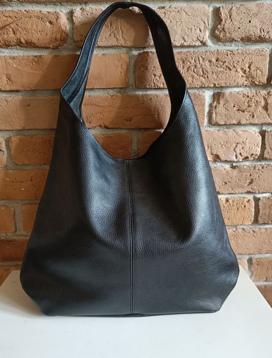 Torebka włoska Vera Pelle skóra naturalna czarna