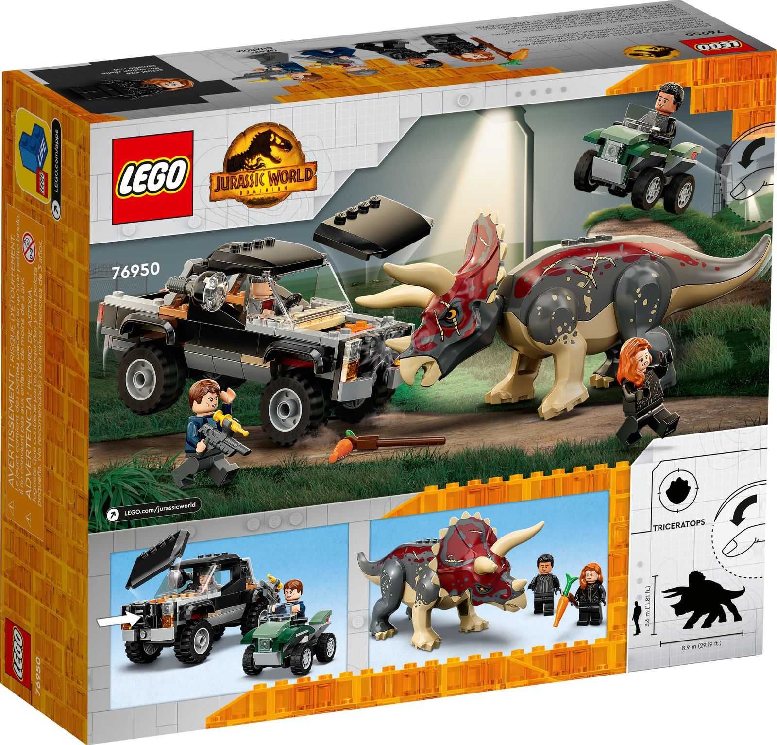 LEGO 76950 Jurassic World - Triceratops i zasadzka z pick-upem