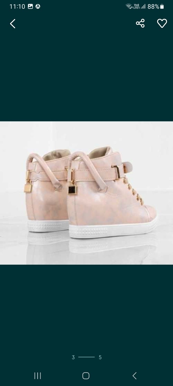 Sneakersy beżowe na koturnie r 37