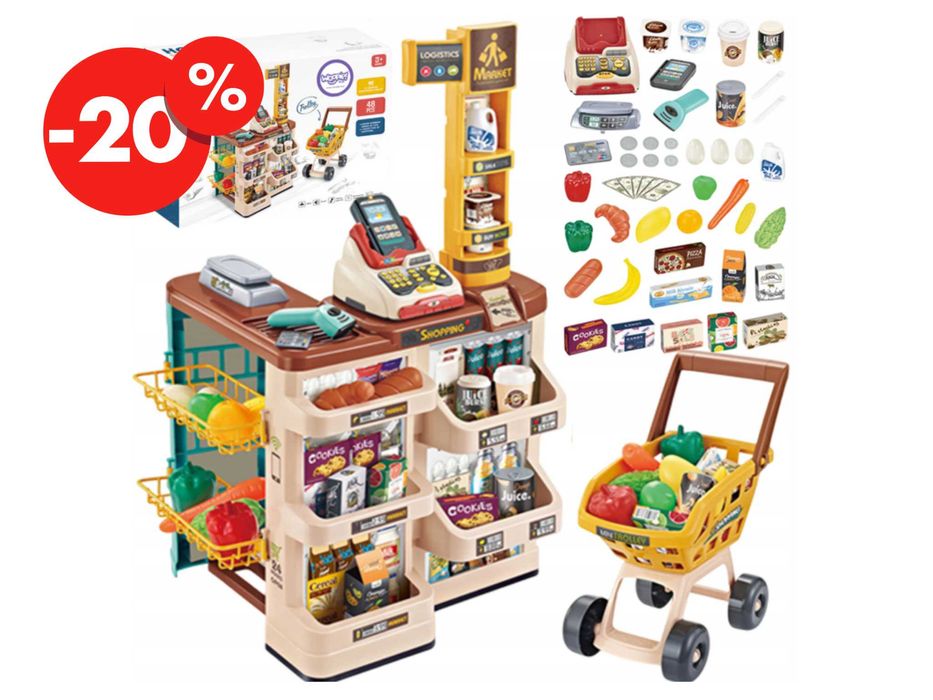 Supermarket Sklep Zabawka Kasa Wózek Terminal Waga Dla Dzieci – OKAZJA