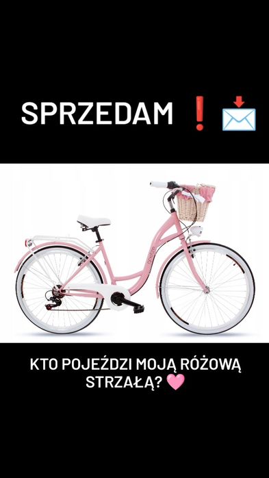 Rower damski Goetze, miejski różowy z koszem