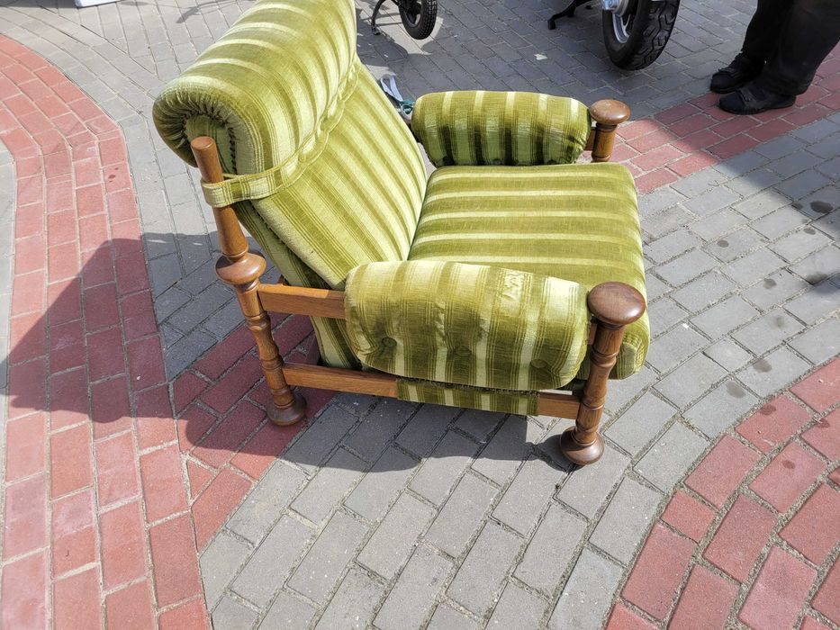 Zestaw wypoczynkowy stelaż drewno retro