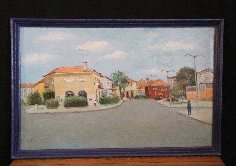 Grande quadro - pintura de cena urbana 1985