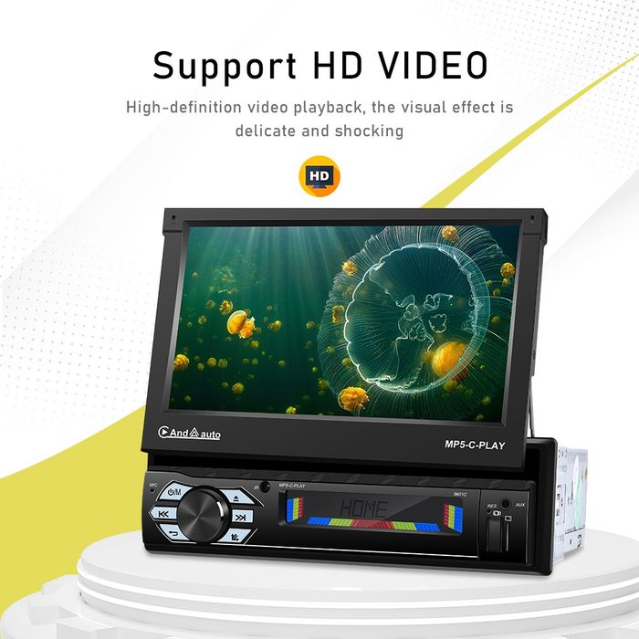 Rádio 1din 7" Retrátil (Automático) Bluetooth Touch Mirrorlink NOVO