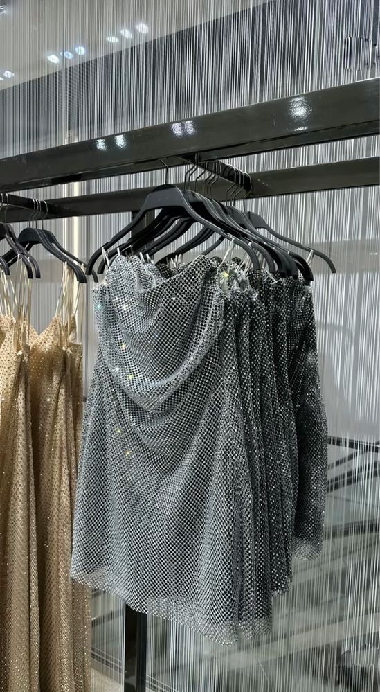 Платье плаття сукня вечірня корсет бюстье стрази кольчуга Zara S