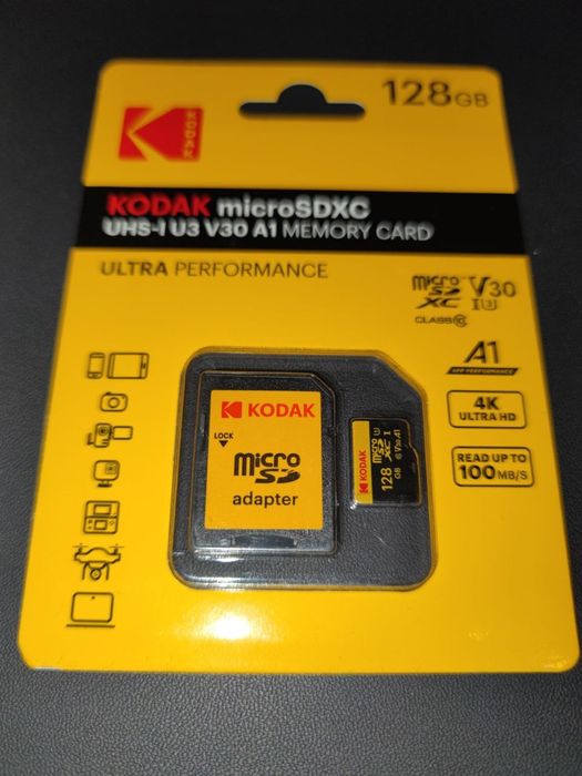 Карта пам'яті microSDXC на 128GB KODAK UHS-I U3 V30 A1