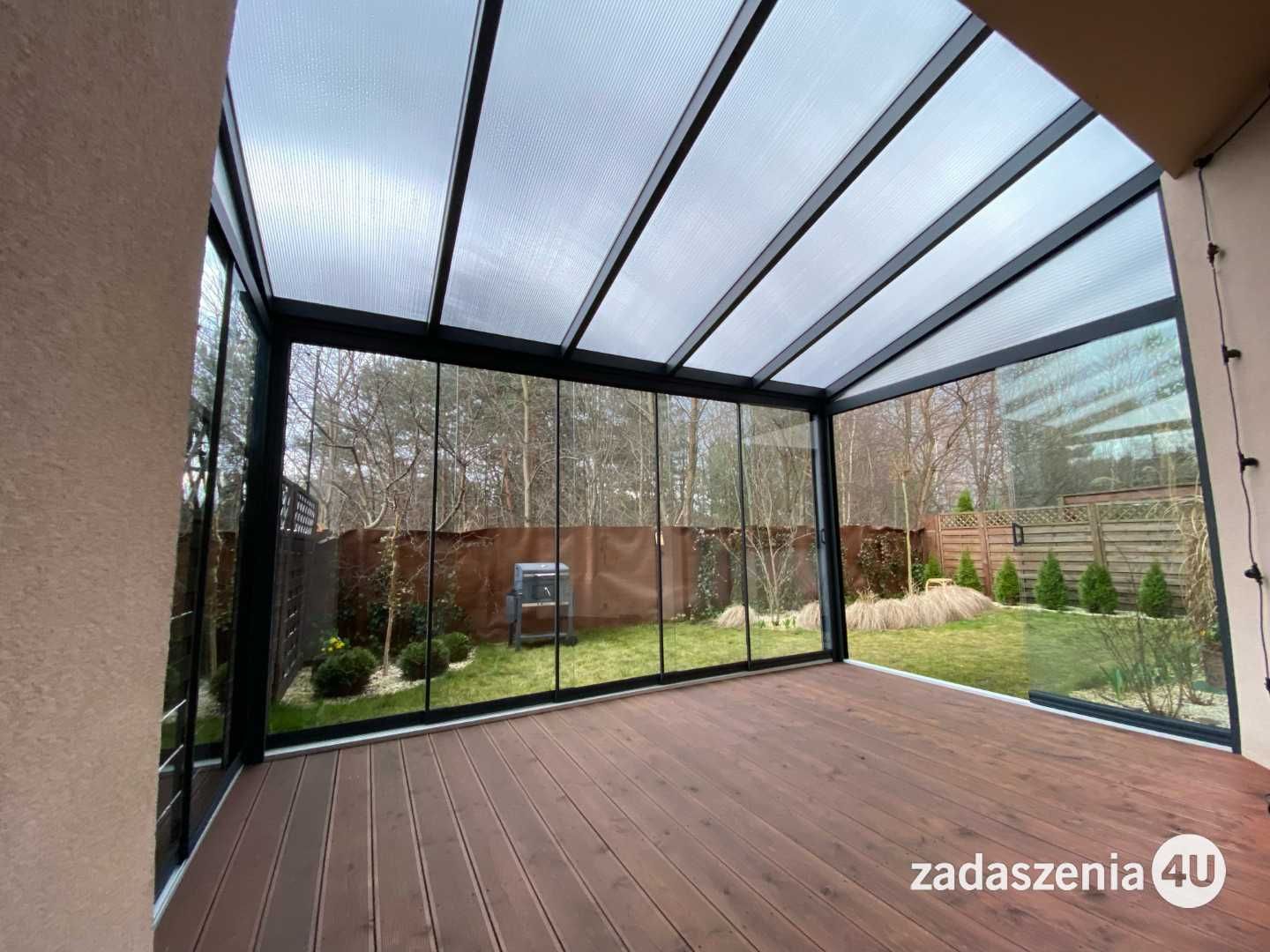 Zadaszenia tarasu i zabudowa - szkło, poliwęglan, drzwi przesuwne | WW