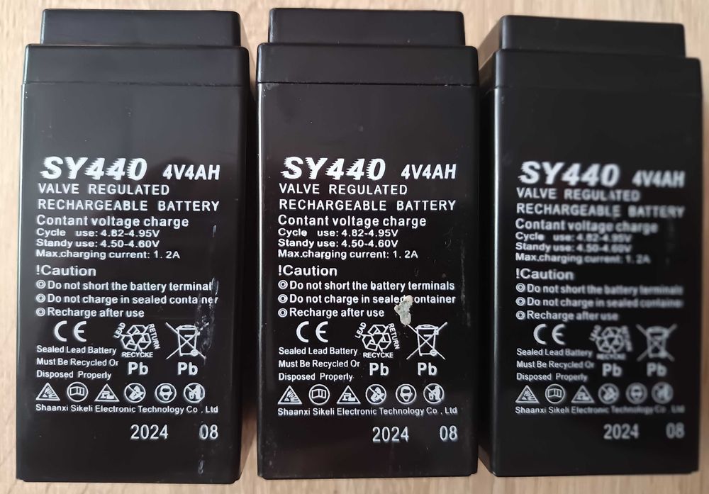 akumulator żelowy 4V 4AH zestaw 3 sztuki