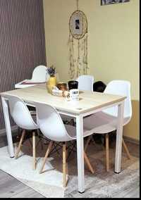 Komplet stół prostokątny 120 x 60 cm + krzesła dąb nowoczesny solidny