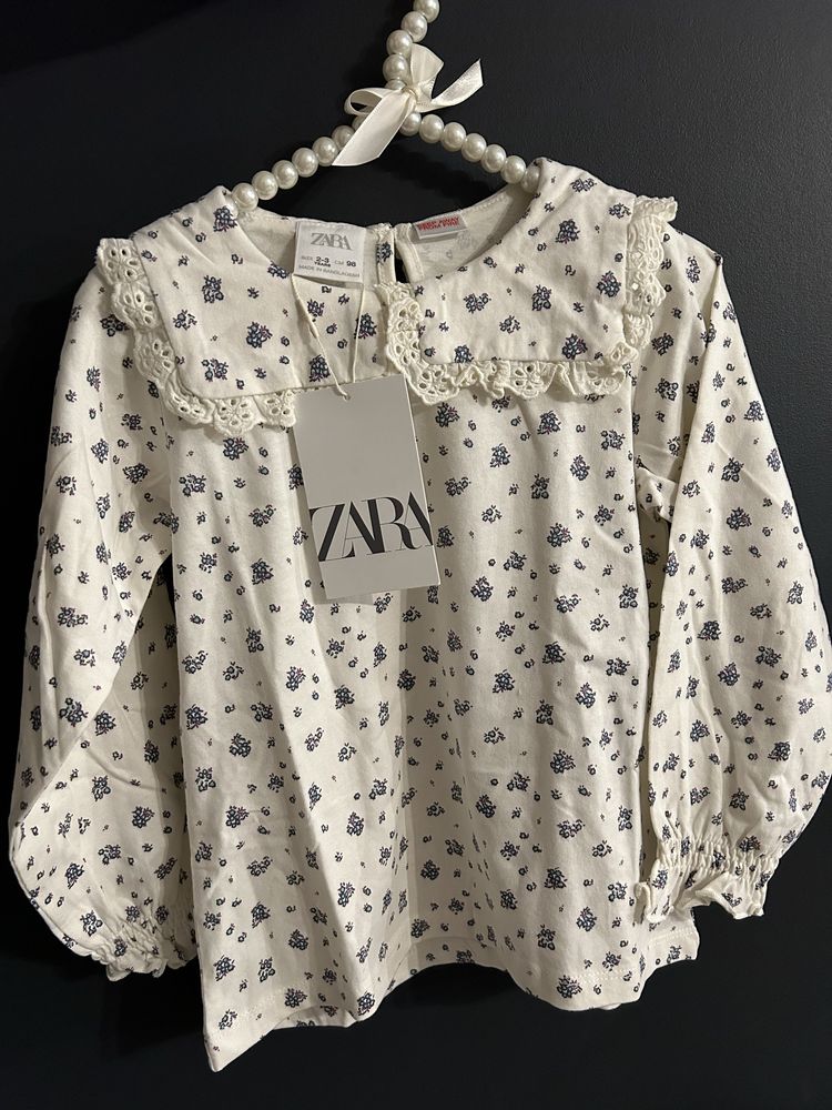 Bluzka z kołnierzykiem koszula w kwiaty Zara r.104 dla dziewczynki