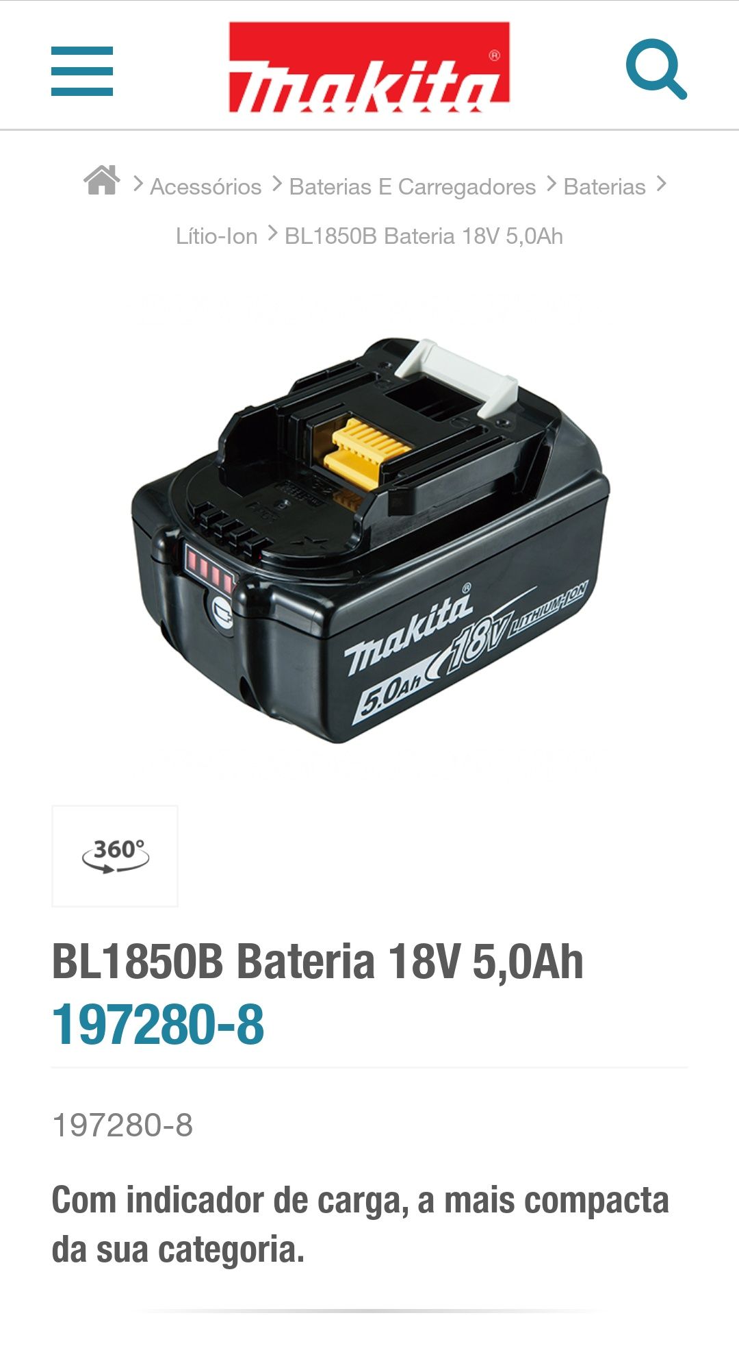 Bateria Li-ion Makita 18V, Bl1850b