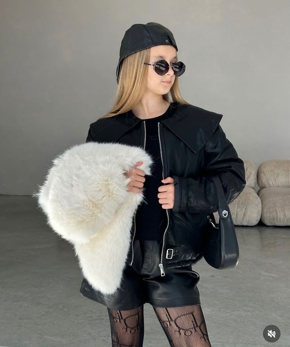 Зимова дубленка  для дівчинки на ріст 164-170