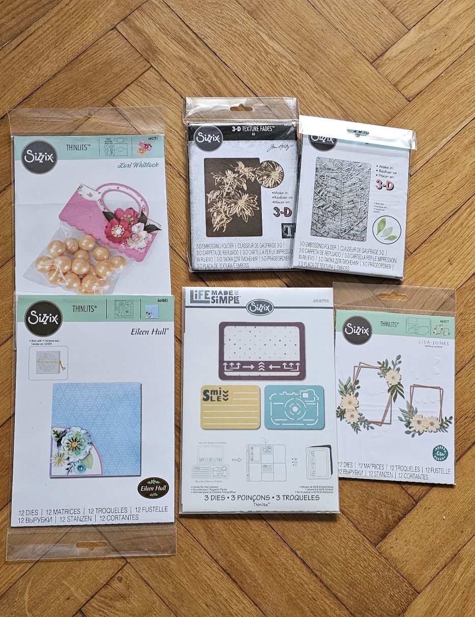 Wykrojniki Sizzix foldery stemple duży zestaw