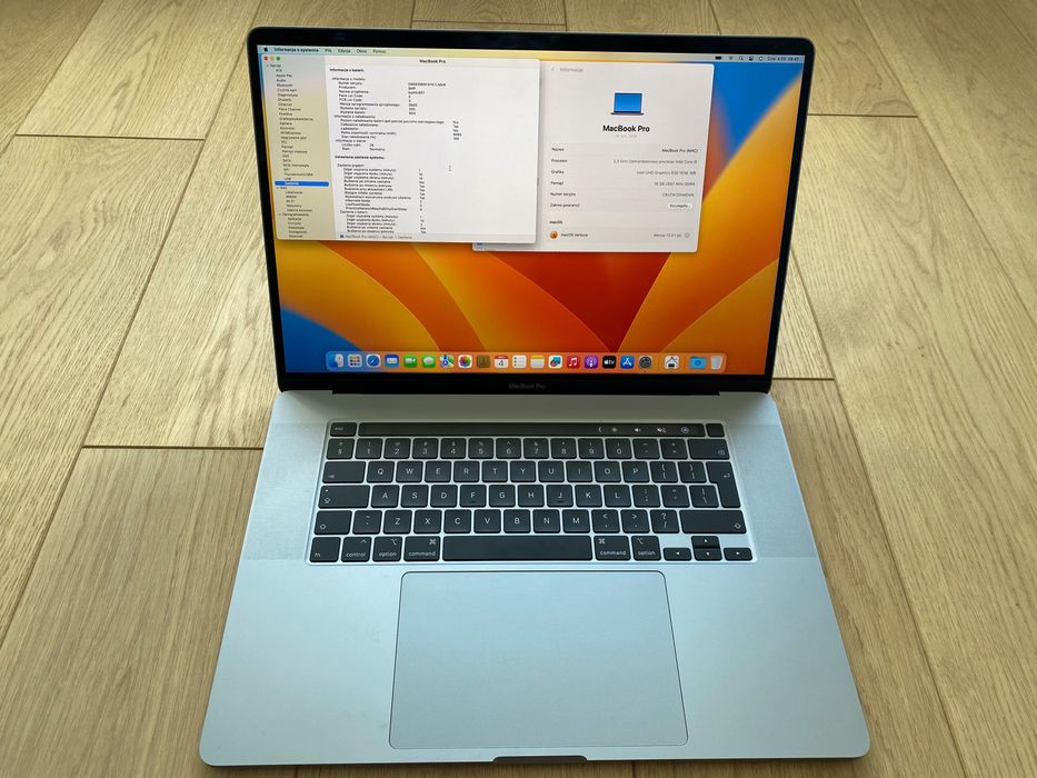 MacBook Pro A2141 , r 2019, 16 cali, procesor i9, 16 GB, pamięć 1 TB