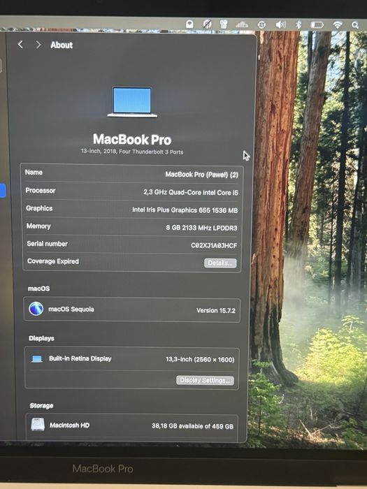 MacBook Pro 13” 2018 i5/8GB/512GB, Retina, 4x Thunderbolt 3