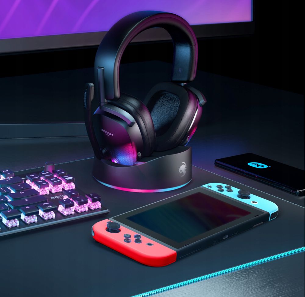 Słuchawki Gamingowe ps4 ps5 nintendo 3D Audio RGB ze Stacją Dokującą