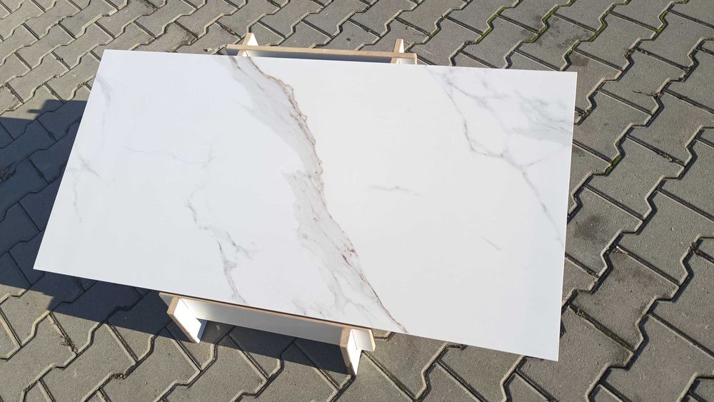 Gres szkliwiony poler biały z szaro brązową żyłą Ex198 format 60×120