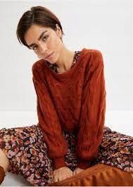 B.P.C sweter brązowy w warkocze r.44/46