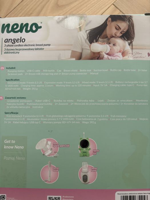 Laktator Neno Angelo + woreczki na pokarm