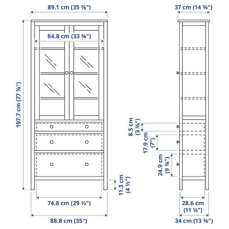 Biblioteczka biała Witryna Ikea HEMNES z 3 szufl  90x197 Nowa