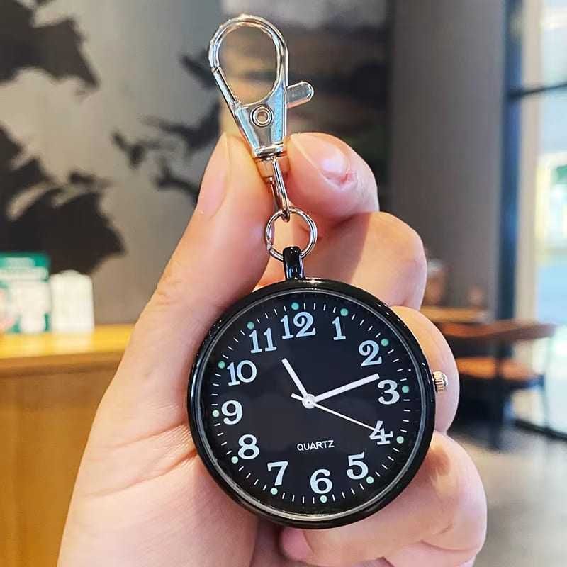 Zegarek Brelok Quartz Analogowy Czarny z Zapinką - Zawieszka Dekoracja