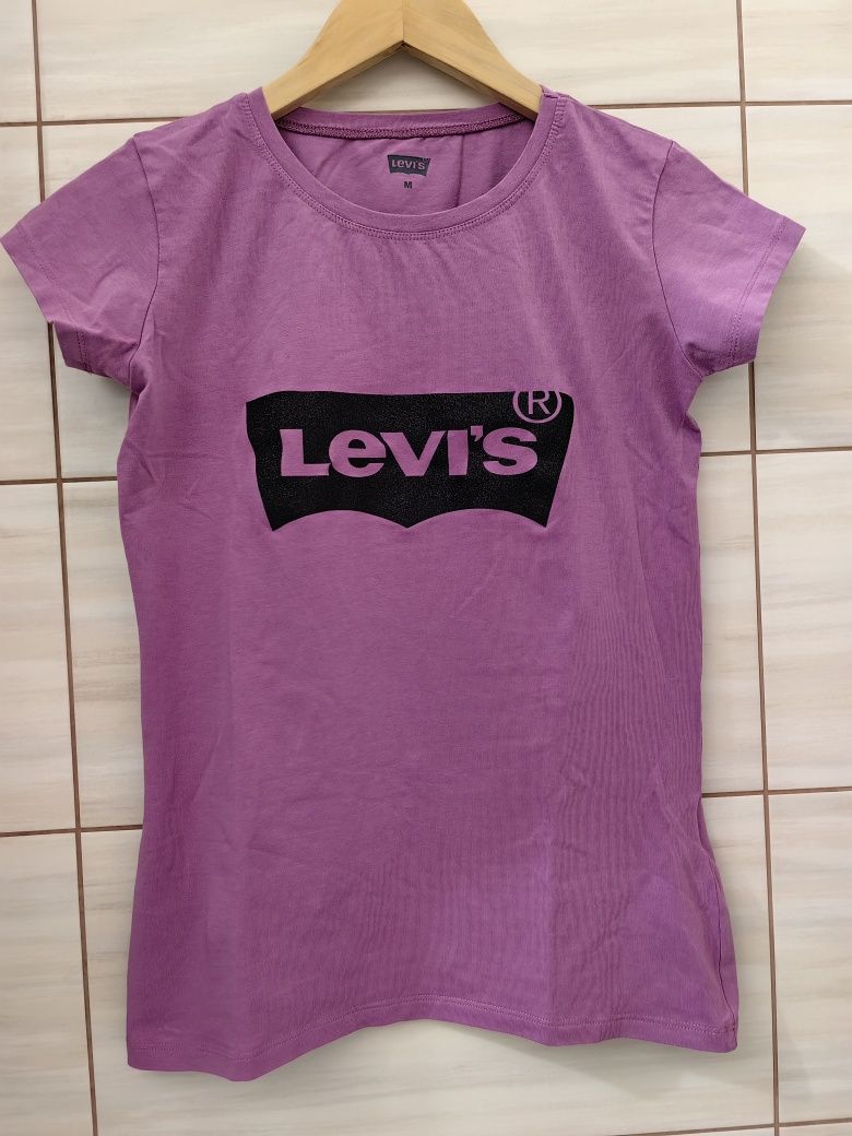 Bawełniany liliowy t-shirt Levis M