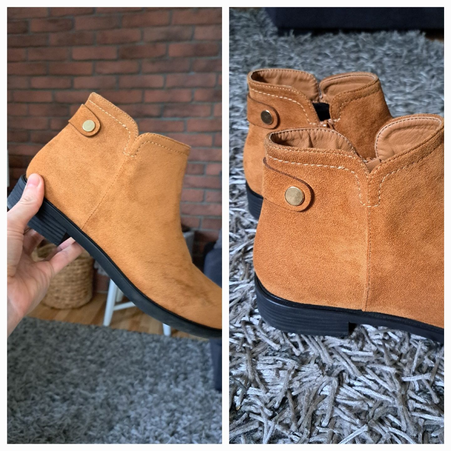 Botki camel/ brąz, r. 40.