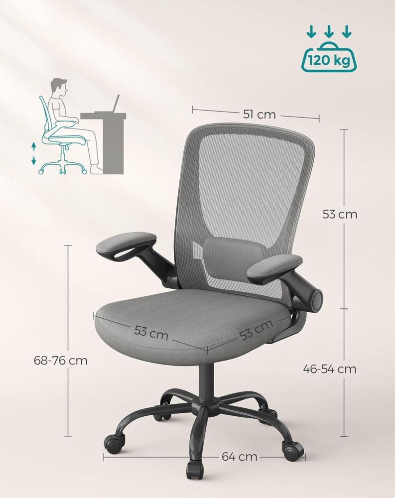 Ergonomiczny fotel biurowy Songmics OBN037G01