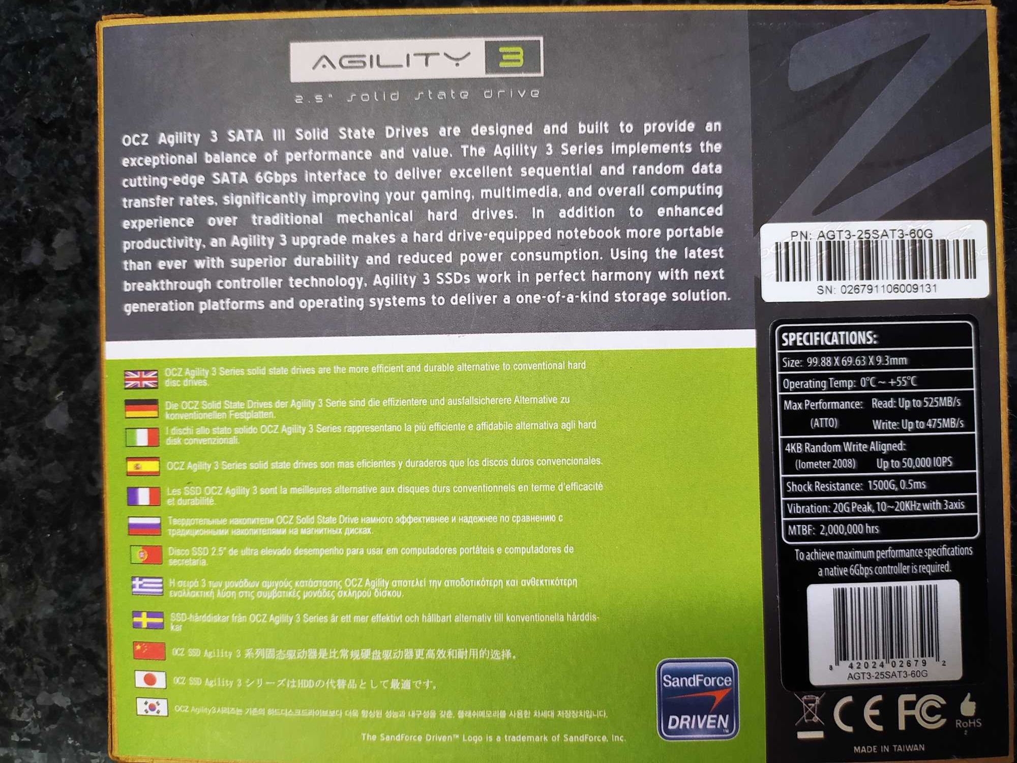 Disco SSD OCZ Agility 3 60GB