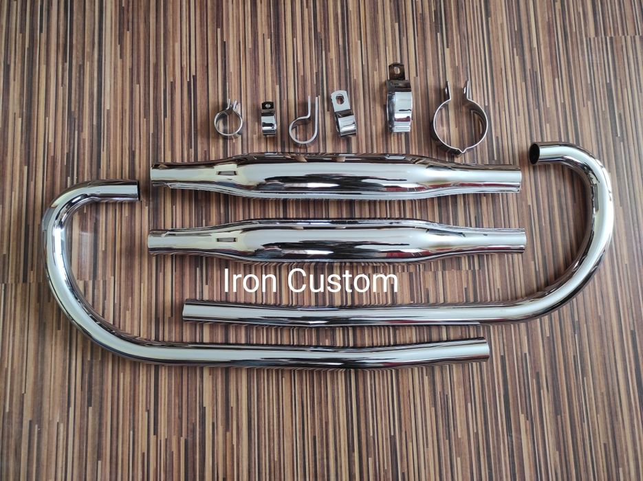 Kompletny układ wydechowy M750 M72 Ural Dniepr tłumiki kolana chrom
