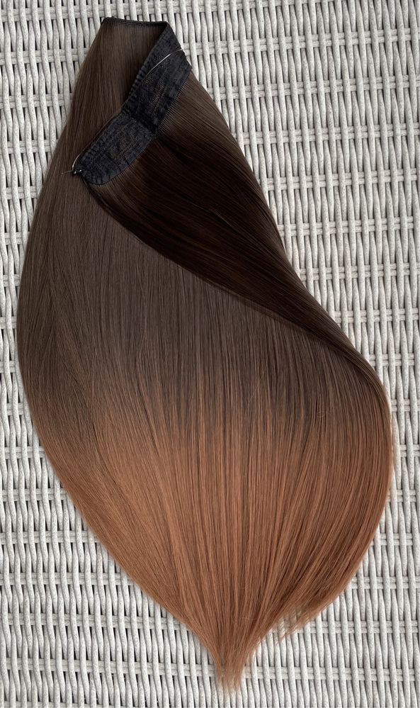 Włosy doczepiane, brąz / rudy / ombre włosy na żyłce ( 376 )