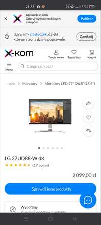 Monitor LG 27” 4K  LED Ultra HD