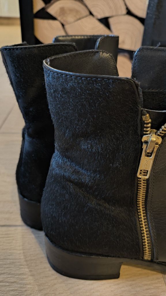 Czarne Kozaki botki skórzane czarne Prima moda 38
